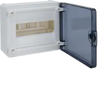 Small distributor,golf,surface,1row,IP40,8M,MS-terminal,ANZ,N+PE,transparen door