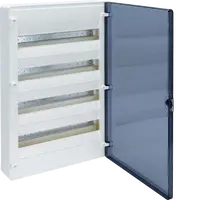 Small distributor,golf,surface,4row,IP40,72M,MS-terminal,ANZ,N+PE,transpare door