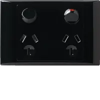 Socket Twin 10A Horz Shutter Black