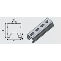 E2000S 41x41mm Slotted Ribbed Channel/Strut HDG