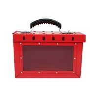 Group Lockout Lock Box 12 Hole with Clear Window – Volt Safety [ LOCKOUT-BOX12-W-R ]