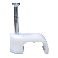 CABLE CLIP, WHITE PLASTIC, FOR 2.5mm2 T&E FLAT [100] PK
