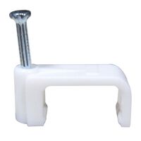 CABLE CLIP, WHITE PLASTIC, FOR 6mm2 T&E FLAT [100]