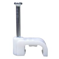 CABLE CLIP, WHITE PLASTIC, FOR 1 & 1.5mm2 T&E FLAT [5000]BULK
