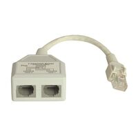 CAT5E VOICE/DATA SPLITTER 8P8C PLUG TO 2 x JACKS
