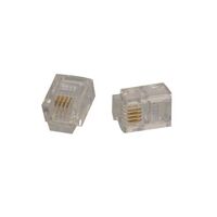 RJ MODULAR PLUG [100] PACK 6P4C ROUND SOLID CORE