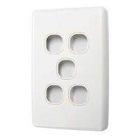 SWITCH PLATE ONLY, NO MECHS 5 GANG WITH COVER, WHITE