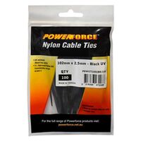 CABLE TIE, NYLON - BLACK UV 102mm x 2.5mm [100] PACK