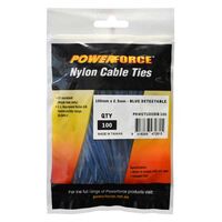 CABLE TIE, NYLON - DETECTABLE BLUE, 100mm x 2.5mm [100] PACK