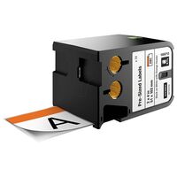 LABEL, VINYL, BLACK ON WHITE ORANGE HEADER, 51 x 102mm [70]