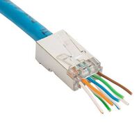RJ MODULAR PLUG, 8P8C C6 STP PASS THROUGH, SOL & STR [20]PK