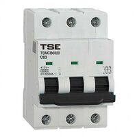 CIRCUIT BREAKER, MINIATURE 6KA 3 POLE, 20A, DIN MOUNTED (4)