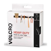 VELCRO HEAVY DUTY BLACK STICK ON TAPE 50mm x 2.5m