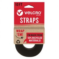 VELCRO ECO WRAP BLACK ROLL 2.5cm x 3m ROLL