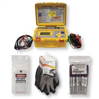 MILLIOHM METER, 12VDC WITH DANGER TAGS, GLOVES, MARKERS