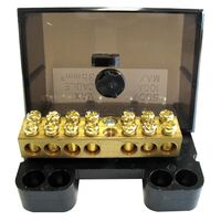 COVERED NEUTRAL LINK - 7 x 16mm2 TUNNELS 100A, BLACK