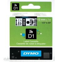 D1 STANDARD TAPE BLACK ON CLEAR, 12mm x 7m