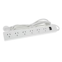 POWERBOARD 6 WAY SURGE O/LOAD PROTECTED, EXTRA LONG 5m LEAD