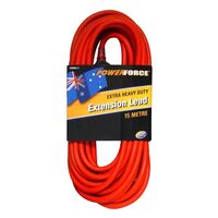 EXTENSION LEAD, 15m 10A PLUG EXTRA HEAVY DUTY 15A RED CABLE