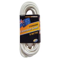 EXTENSION LEAD, 5m 10A STANDARD DUTY, WHITE