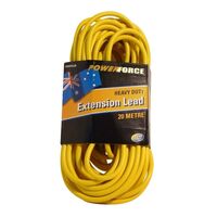EXTENSION LEAD, 20m 10A HEAVY DUTY PVC, YELLOW