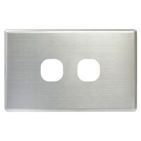 SWITCH COVER PLATE, 2 GANG BRUSHED SSTEEL, SUITS S SERIES