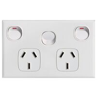 POWER POINT, DOUBLE, 10A WITH EXTRA 16A SWITCH