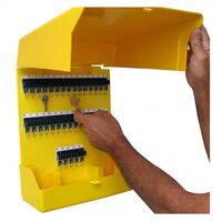 KEY CABINET, 35 NUMBERED HOOKS INCLUDES KEY RINGS AND TAGS