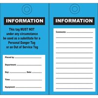 SAFETY TAG, POLY 140 x 75mm INFORMATION, BLUE [25] PK