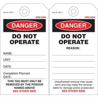 SAFETY TAG, LAMINATED 140x75mm DANGER DO NOT OPERATE, [5] PK