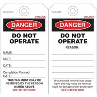 SAFETY TAG, POLY. 140 x 75mm DANGER-DO NOT OPERATE [100]
