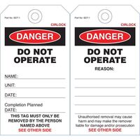 SAFETY TAG, POLY. 140 x 75mm DANGER-DO NOT OPERATE [25]