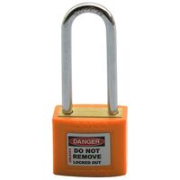 COLOUR CODED PADLOCK, BRASS 50mm SHACKLE, 2 KEYS, ORANGE