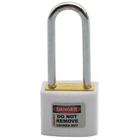 COLOUR CODED PADLOCK, BRASS 50mm SHACKLE, WHITE, HANG PK