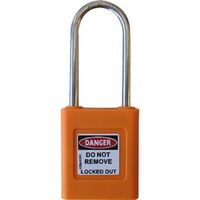 COLOUR CODED PADLOCK, PLASTIC 50mm SHACKLE, ORANGE, HANG PK