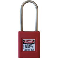 COLOUR CODED PADLOCK, PLASTIC 50mm SHACKLE, RED, HANG PK