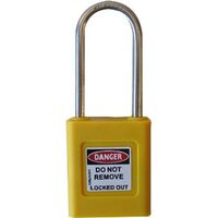 COLOUR CODED PADLOCK, PLASTIC 50mm SHACKLE, YELLOW, HANG PK