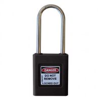 COLOUR CODED PADLOCK, PLASTIC 50mm NYLON SHACKLE, BLACK