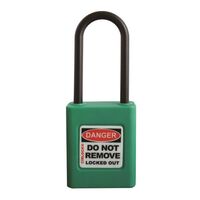 COLOUR CODED PADLOCK, PLASTIC 50mm NYLON SHACKLE, GREEN