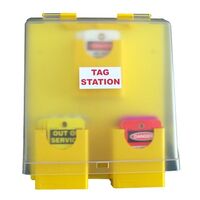 SAFETY TAG STATION WITH LID 5 COMPARTMENTS
