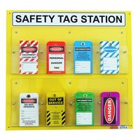 SAFETY TAG STATION, YELLOW 8 COMPARTMENTS