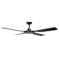 CEILING FAN, 48in DC 4 BLADE BLACK + RC & WALL CONTROLLER