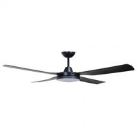 CEILING FAN, 48in DC 4 BLADE BLACK + LIGHT, RC & W/CONTROL