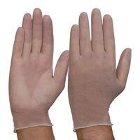 GLOVES, DISPOSABLE CLEAR VINYL POWDER FREE GLOVES - MED [100]