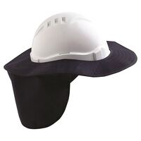 HARD HAT BRIM WITH NECK FLAP POLYESTER/PLASTIC - NAVY BLUE