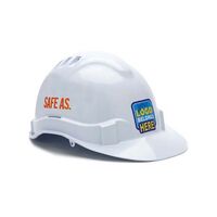 HARD HAT, WHITE, VENTED 6PNT, CUSTOM LOGO