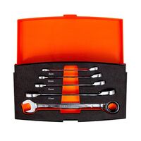 COMBINATION RATCHET SPANNER SET, 5PCE 8, 10, 13, 17, 19mm