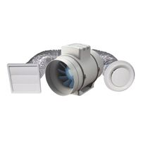 INLINE/SHOWER FAN KIT 150mm INCLUDES 3m OF DUCT & GRILLES