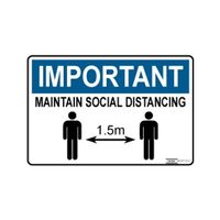 SIGN, NOTICE 300 x 450mm POLY IMPORTANT MAINTAIN DISTANCING