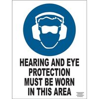 SIGN, 225 x 300mm METAL HEARING & EYE PROTECTION